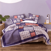 DaDa Bedding Peachy Pink Floral Blossoms Plum Purple Patchwork Quilted Bedspread Set - Designed in USA (JHW877) by DaDa Bedding Collection